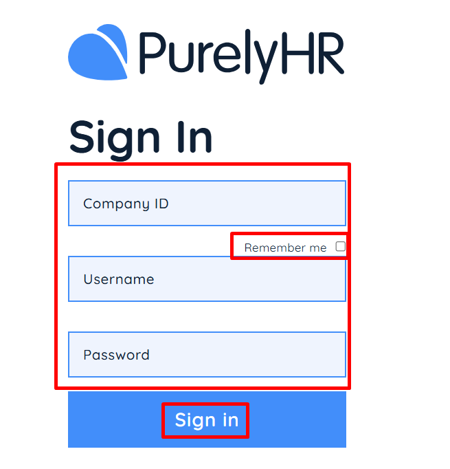 PurelyHR Login Portal